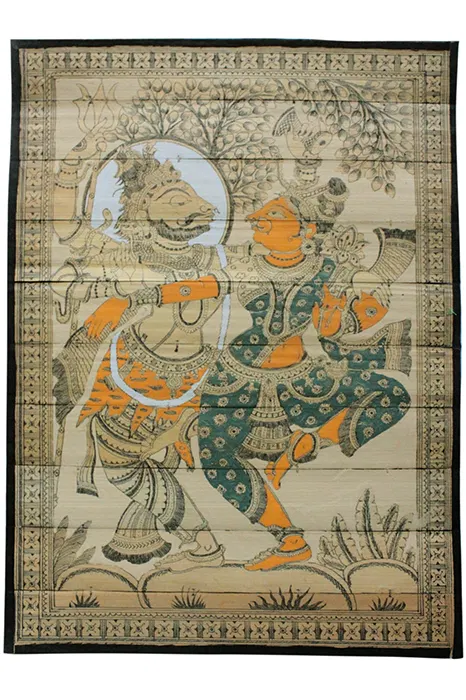 Odisha Talapatra Engraved Painting - Shiva Parvathi (9*12 Inch)