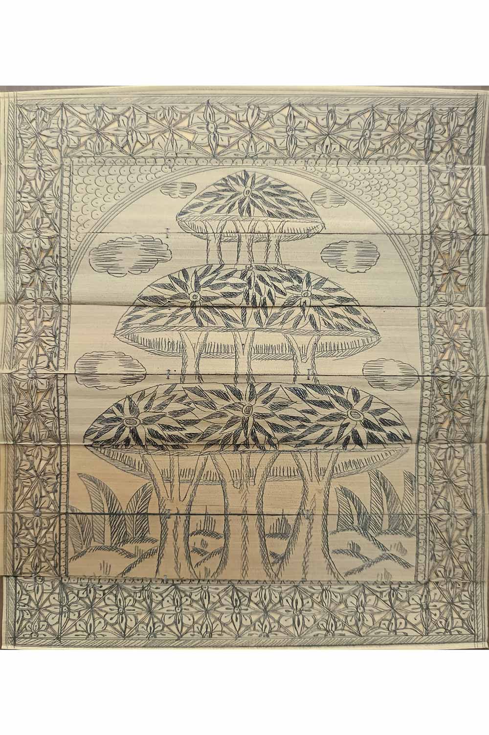 Odisha Talapatra Engraved Painting - Tree of Life (8*10 Inch)