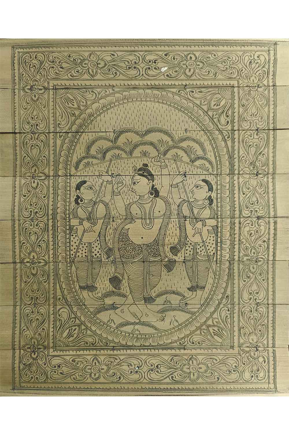 Odisha Talapatra Engraved Painting - Govardhana Krishna (8*9.5 Inch)