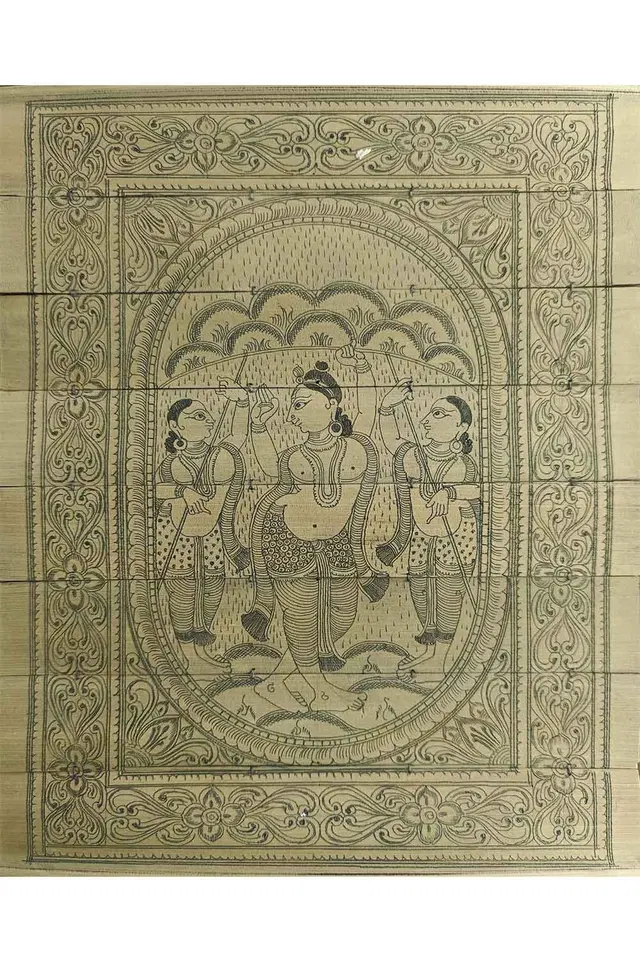 Odisha Talapatra Engraved Painting - Govardhana Krishna (8*9.5 Inch)