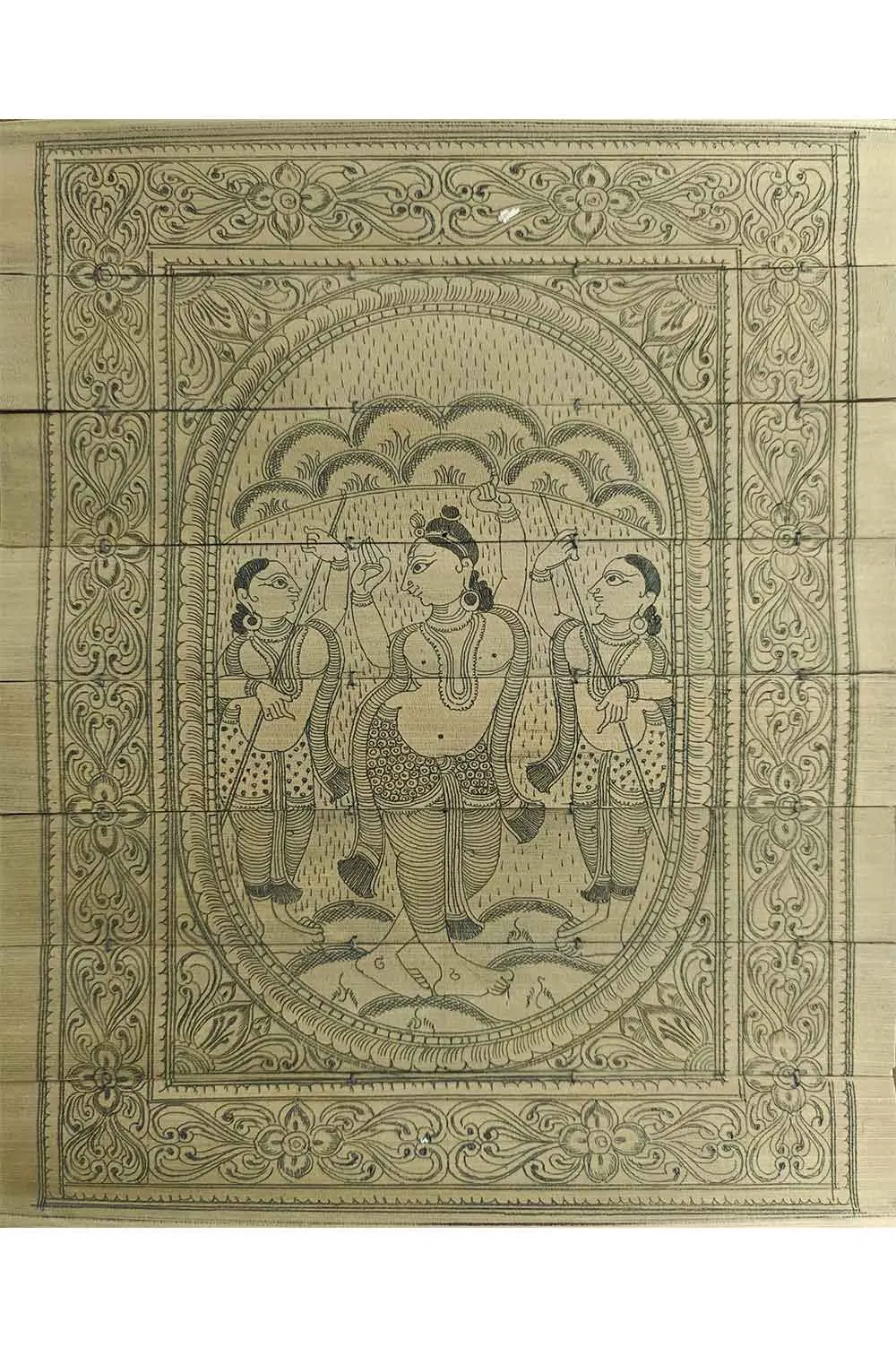 Odisha Talapatra Engraved Painting - Govardhana Krishna (8*9.5 Inch)
