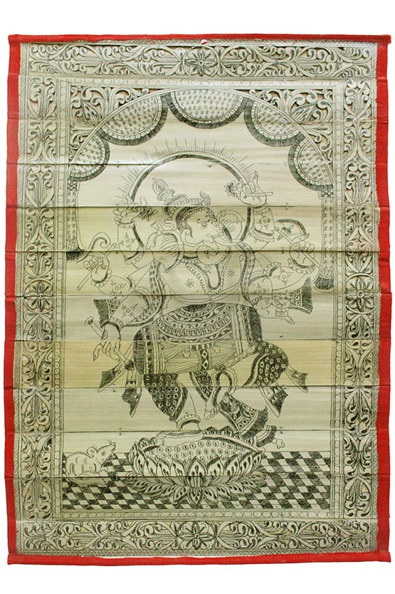 Odisha Talapatra Engraved Painting - Narthaka Ganesha (10*15 Inch)