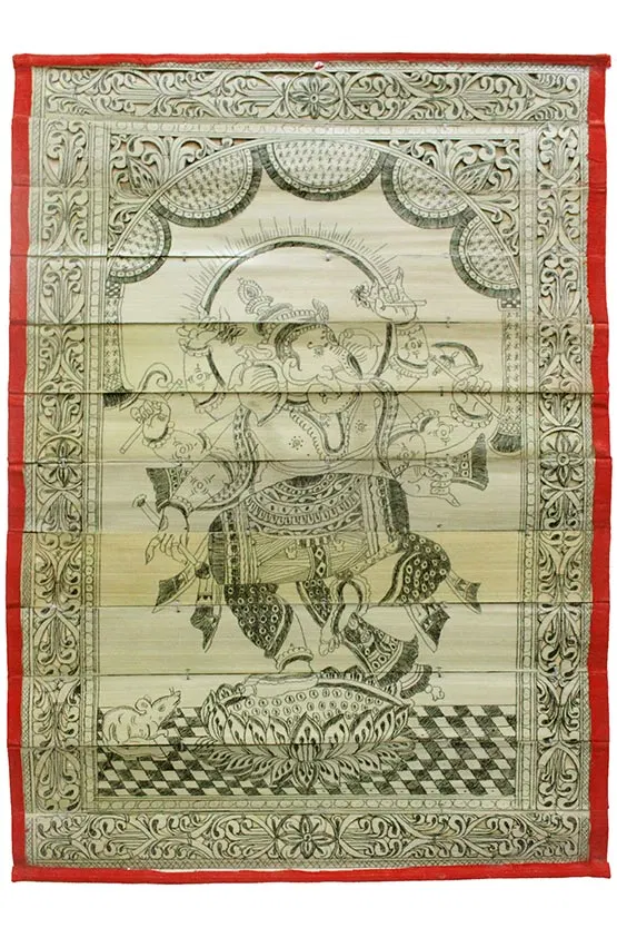 Odisha Talapatra Engraved Painting - Narthaka Ganesha (10*15 Inch)
