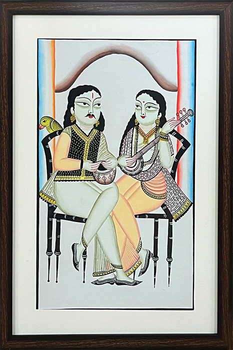 Bengal Patachitra - Kalighat Style Musical Couple (17*25 Inches)