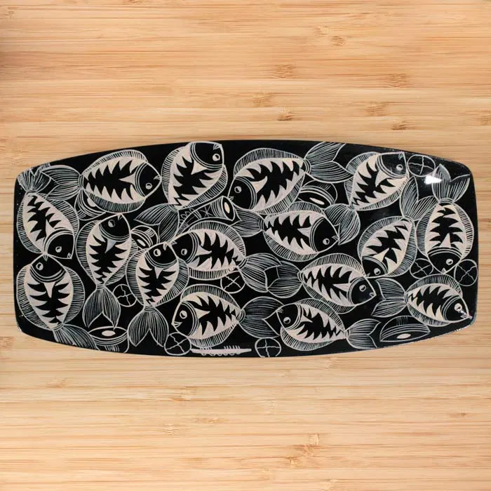 Bengal Patachitra Wooden Fish Tray (15*8 Inches)