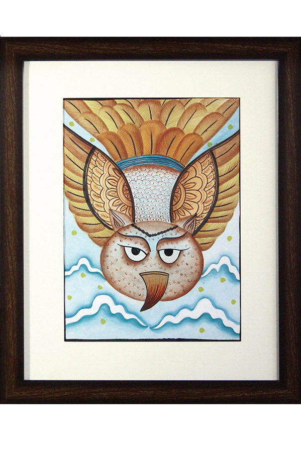 Bengal Patachitra - Kalighat Style Owl (15*18 Inches)
