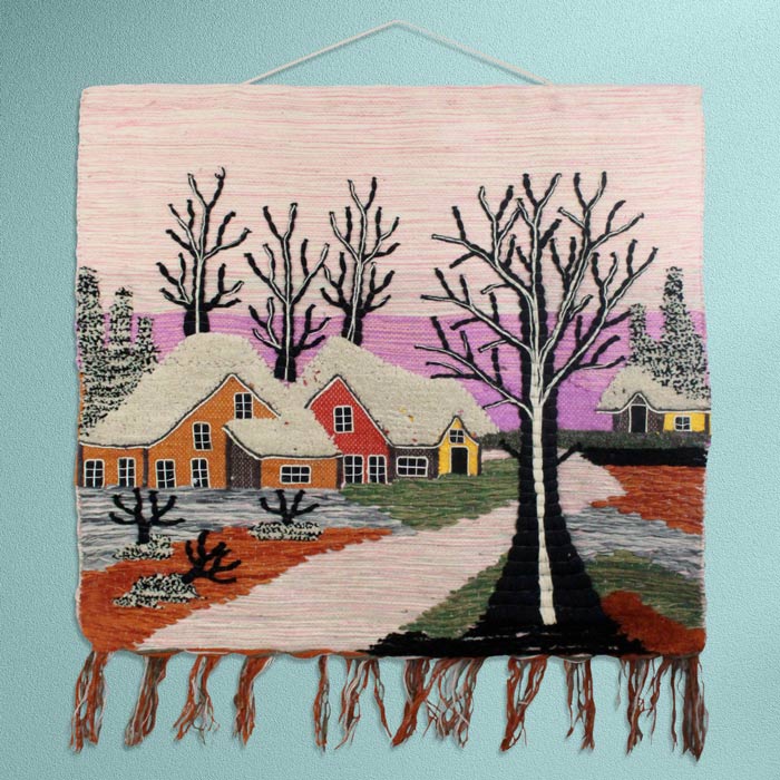 Snow Theme Ghazipur Jute Handmade Wall Hanging (40*36) Inches
