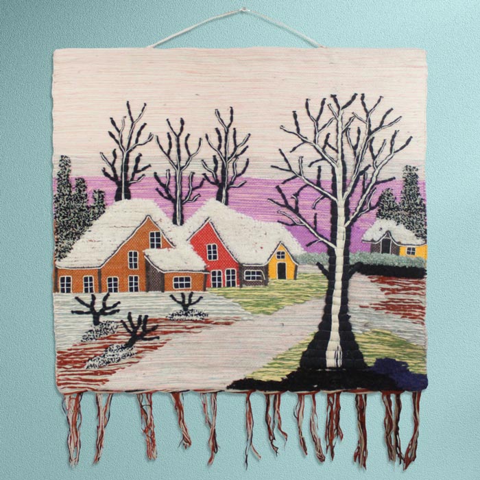 Snow Theme Ghazipur Jute Handmade Wall Hanging (40*36) Inches