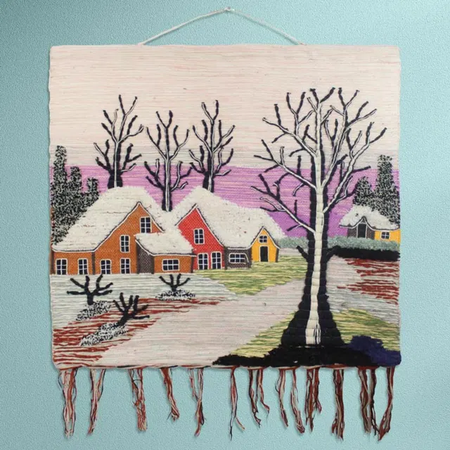 Snow Theme Ghazipur Jute Handmade Wall Hanging (40*36) Inches
