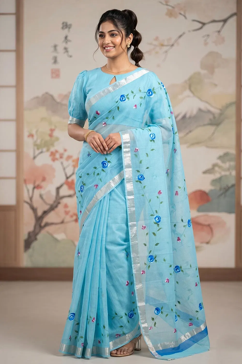 Kota Cotton Saree (Painted)