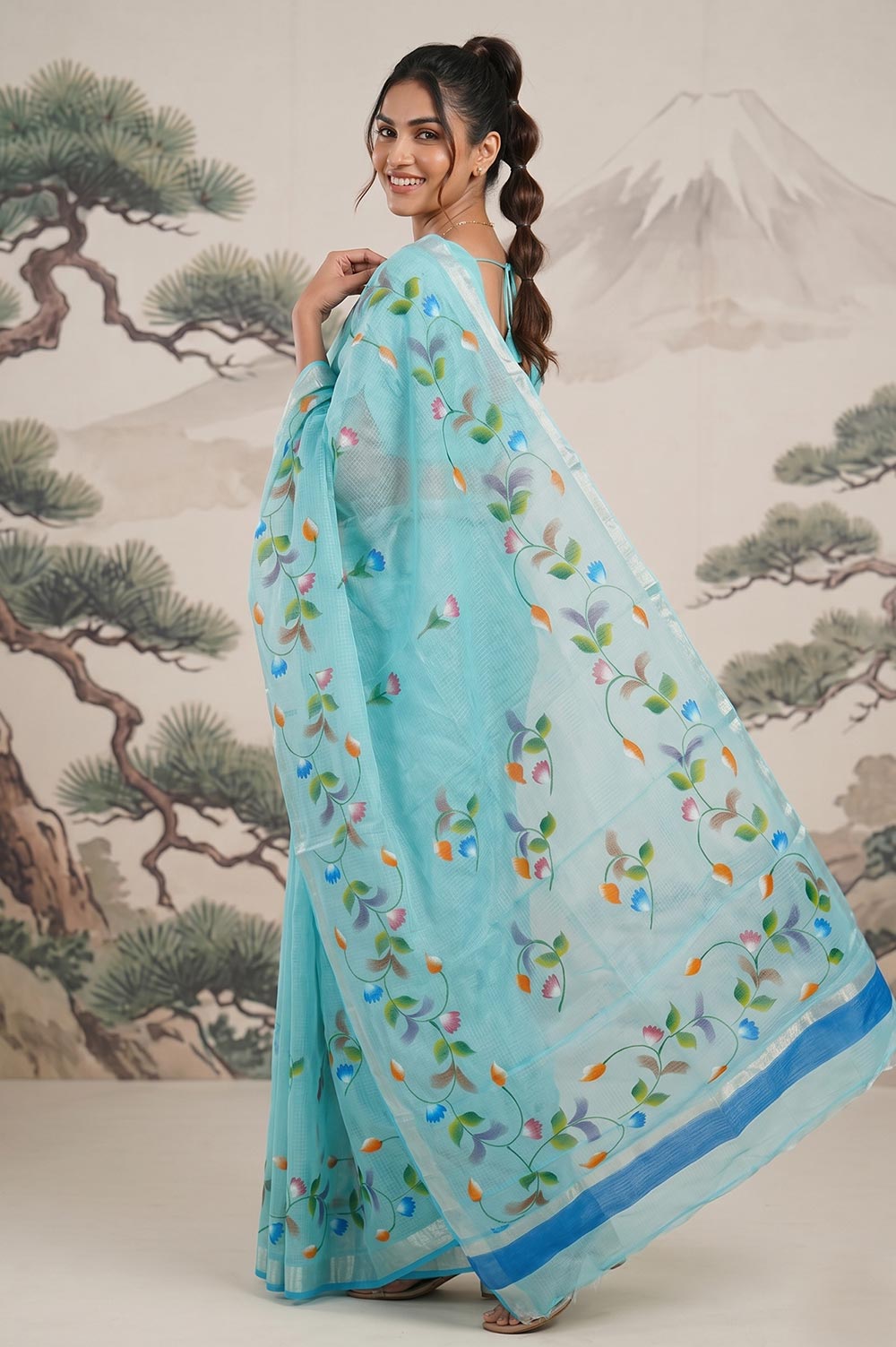 Kota Cotton Saree (Painted)