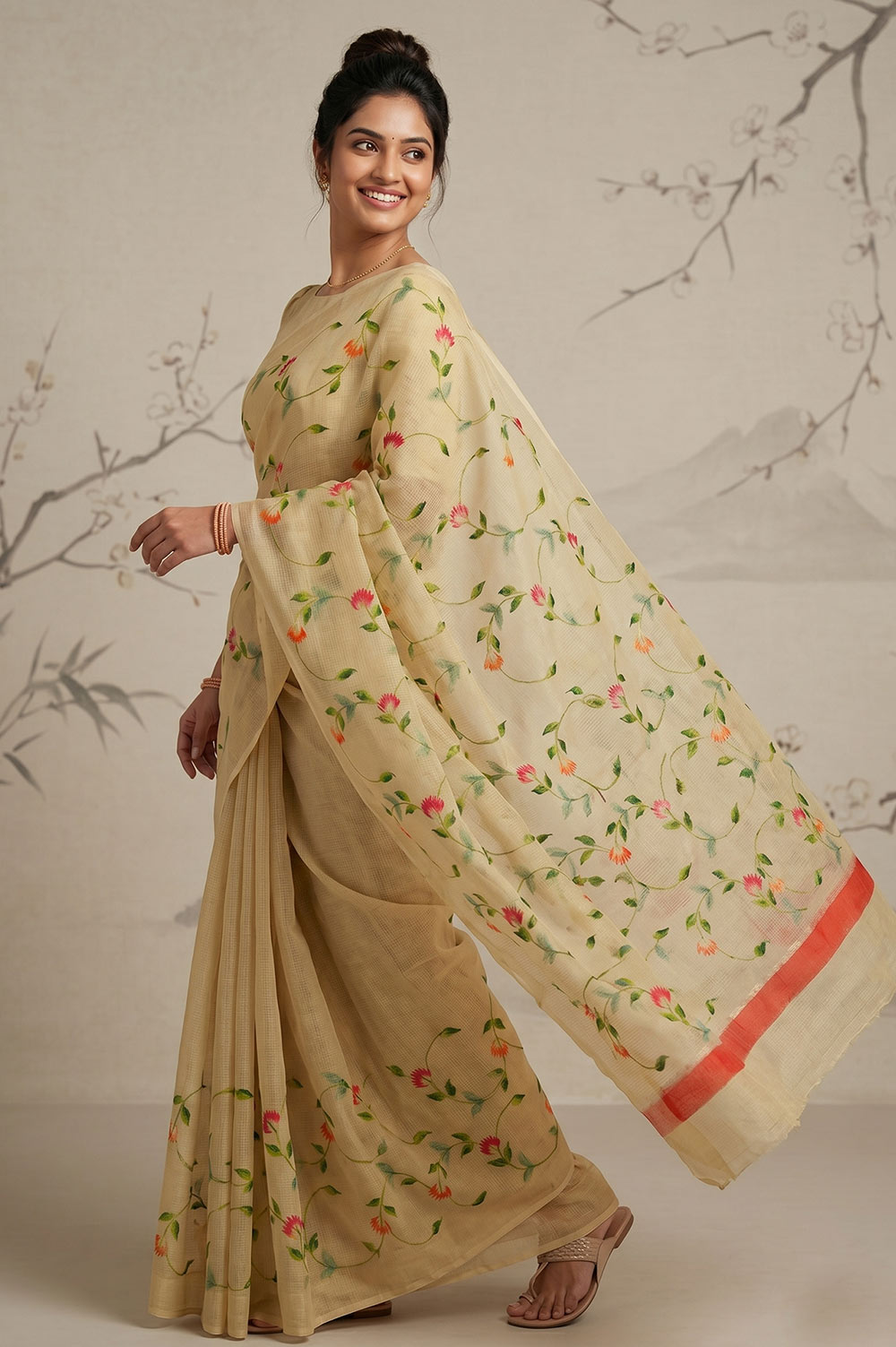 Kota Cotton Saree (Painted)