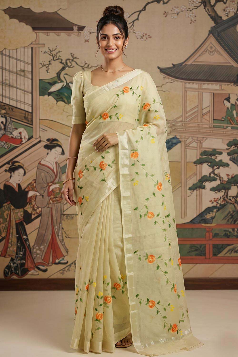 Kota Cotton Saree (Painted)