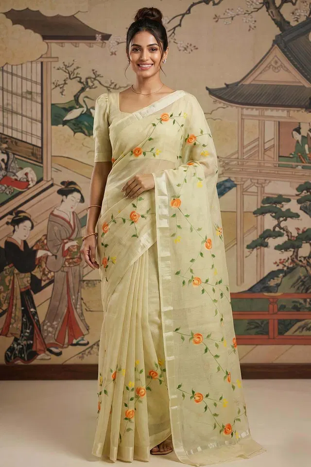 Kota Cotton Saree (Painted)