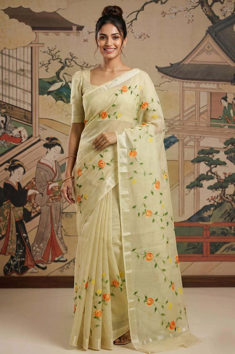 Kota Cotton Saree (Painted)