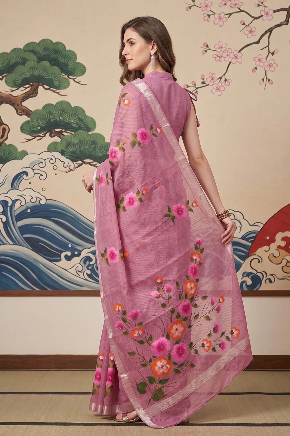 Kota Cotton Saree (Painted)