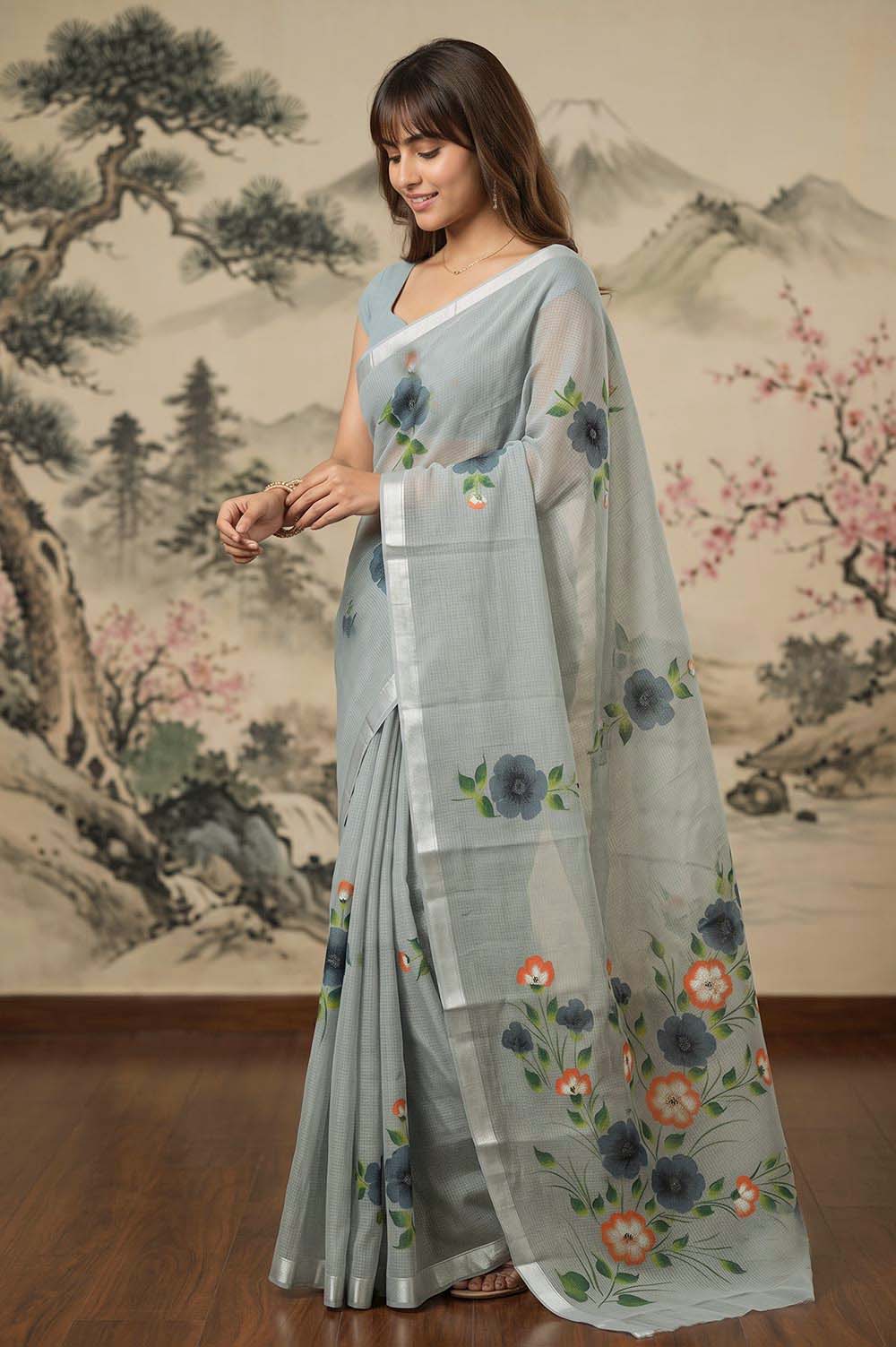 Kota Cotton Saree (Painted)