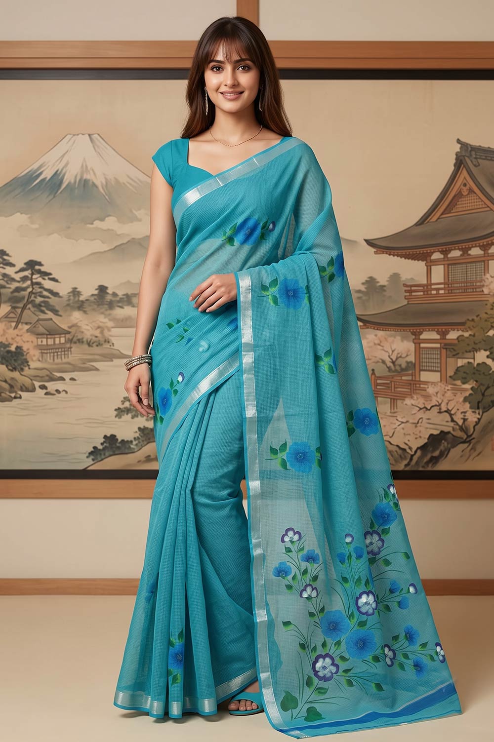 Kota Cotton Saree (Painted)