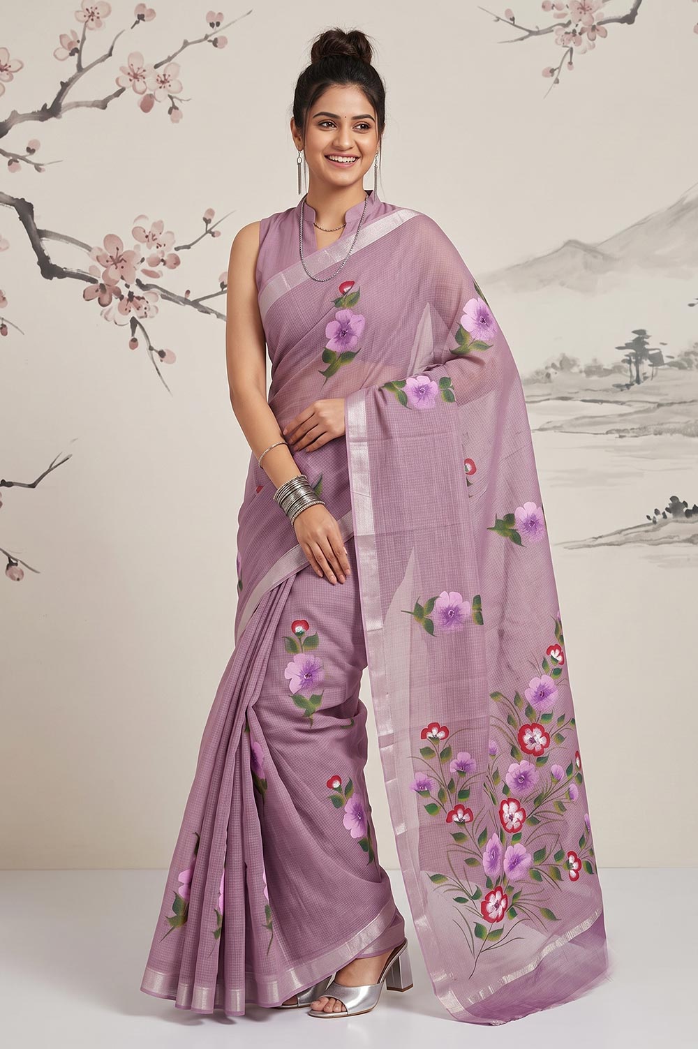 Kota Cotton Saree (Painted)