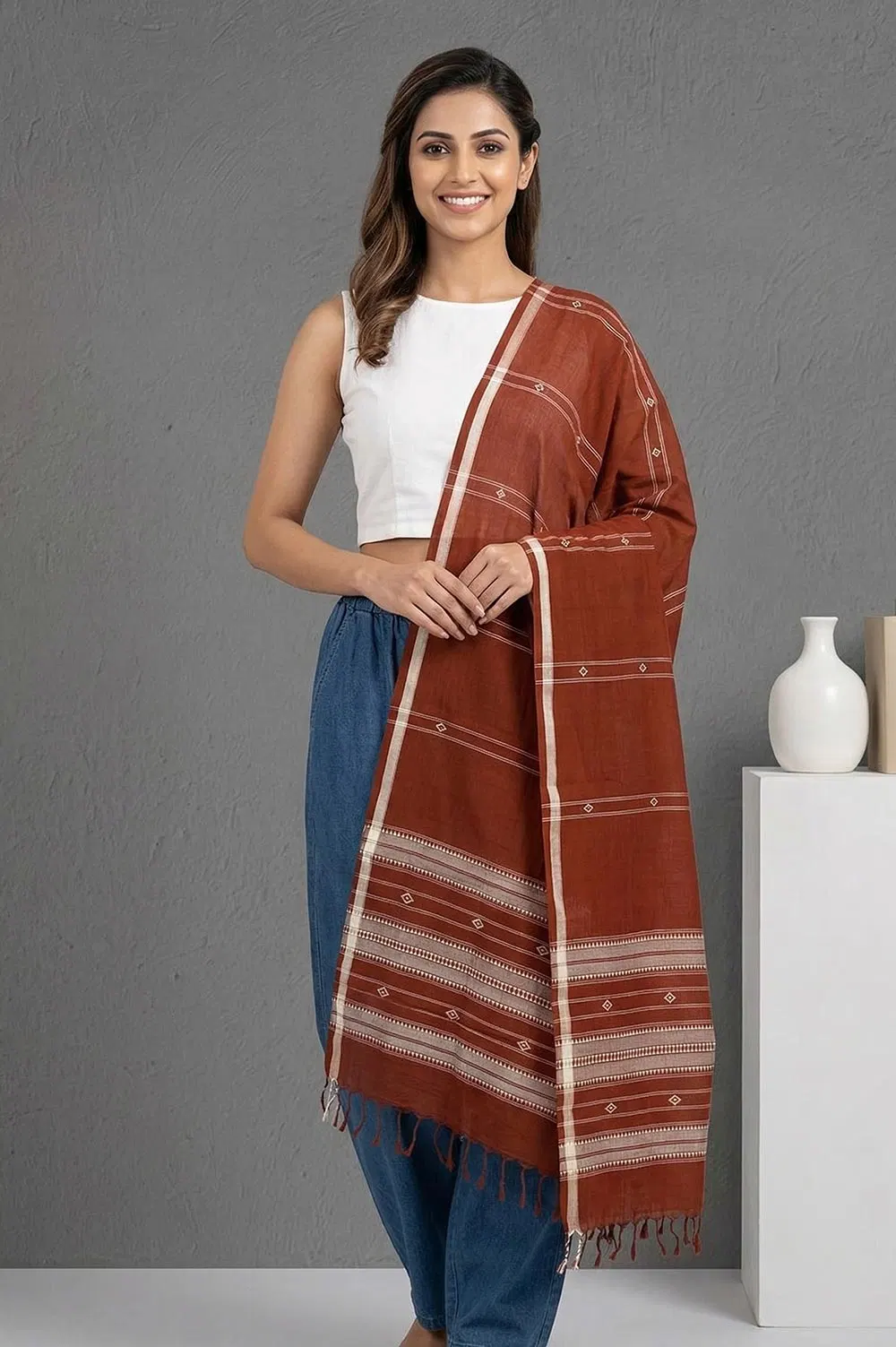 Organic Dyed Kotpad Pure Hand Spun Cotton Stole