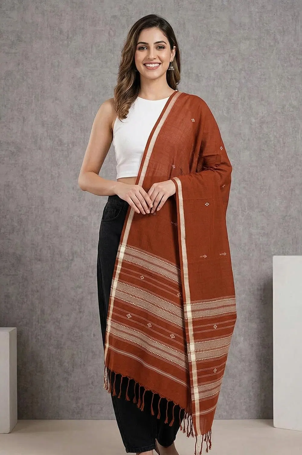 Organic Dyed Kotpad Pure Hand Spun Cotton Stole