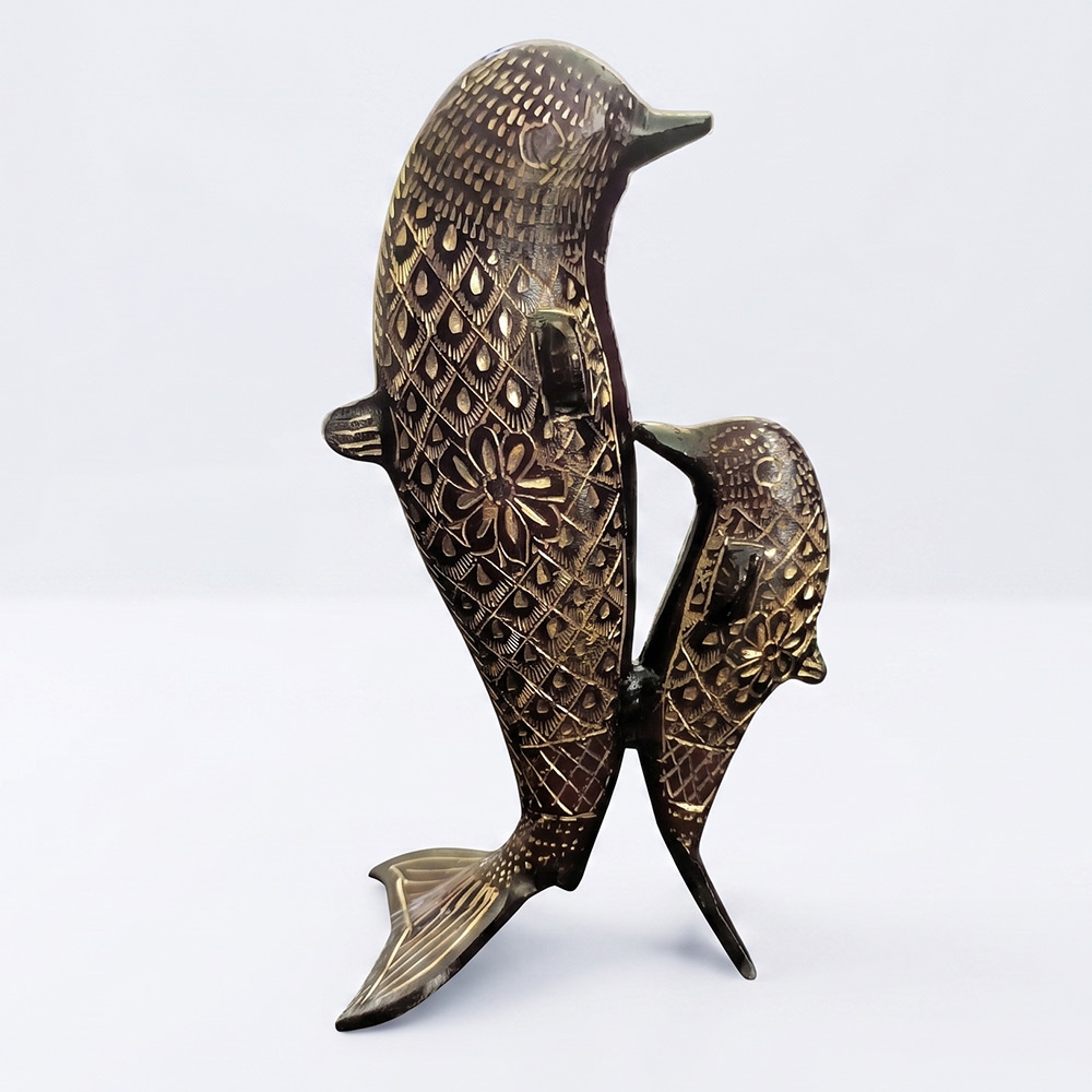 Moradabad Brass Craft Dolphin Family - 8 Inches (852grams)