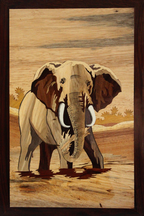 Mysore Rose Wood Inlay - Elephant Theme (12*18) Inches