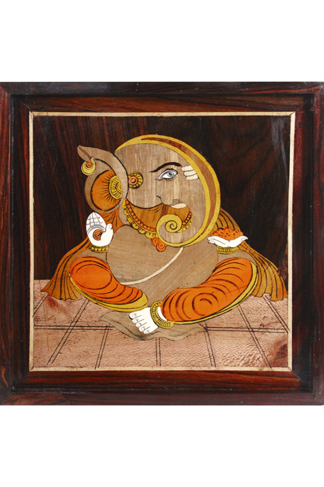 Mysore Rose Wood Inlay - Ganesha (13*13) Inches