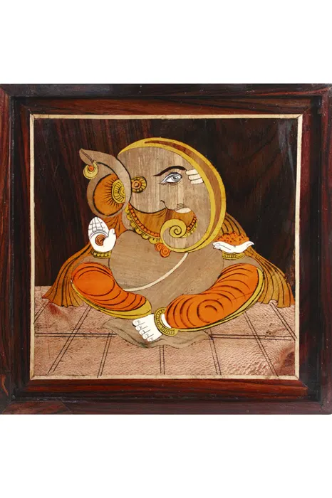 Mysore Rose Wood Inlay - Ganesha (13*13) Inches