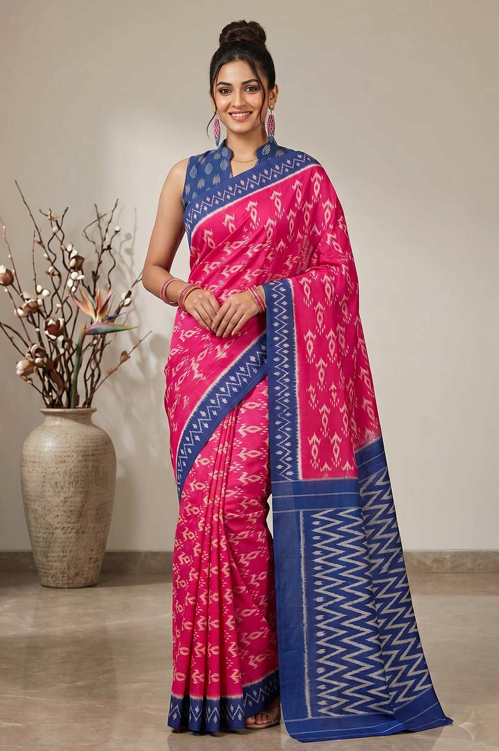Pochampally Double Ikat Cotton Saree