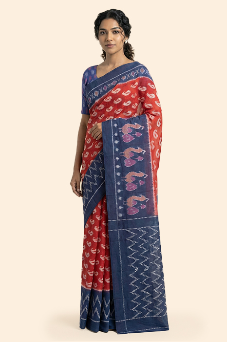 Pochampally Double Ikat Pure Cotton Saree