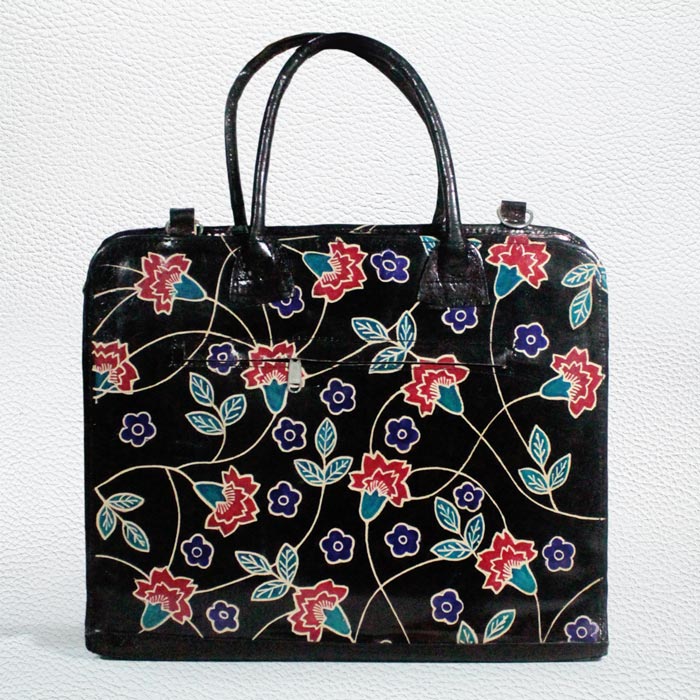 Santiniketan Leather Hand Block Printed - Laptop Bag (15x12) Inches