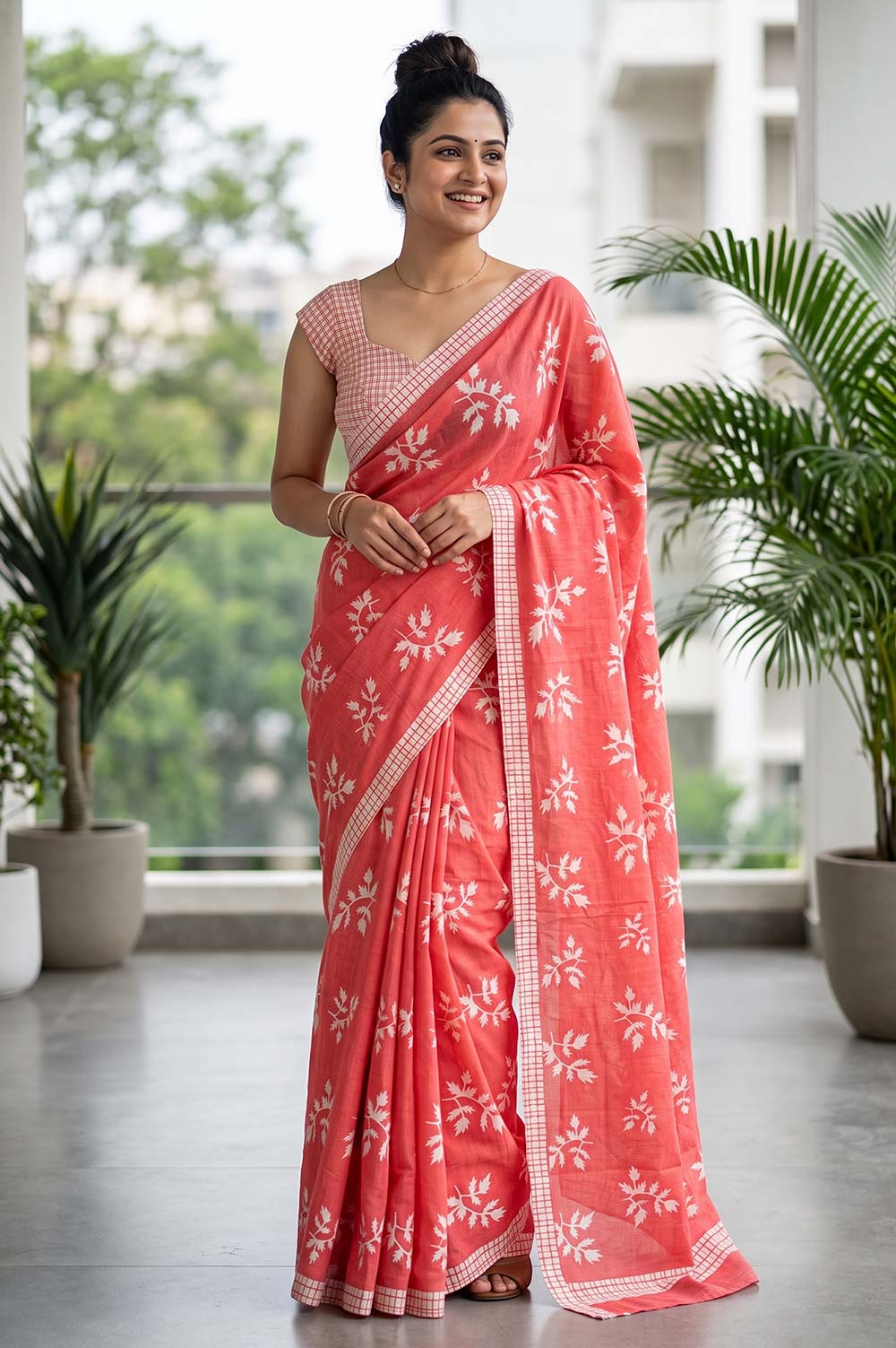 Bagru Hand Block Print Cotton Saree