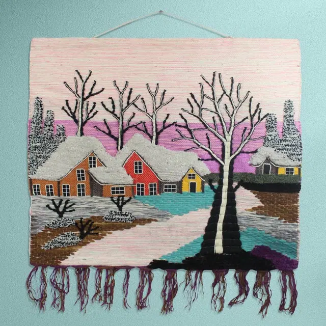 Snow Theme Ghazipur Jute Handmade Wall Hanging (40*36) Inches