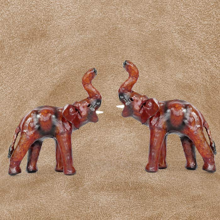 Indore Leather Toys Elephant Trunk Up (6 Inch) - Pair