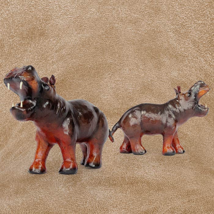 Indore Leather Toys Hippo Roaring (6 Inch) - Pair