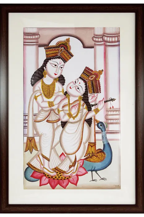 Bengal Patachitra - Kalighat Style Radha Krishna (17*25 Inches)