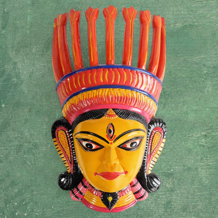 Kushmandi Wooden Mask Durga Ma (16 Inches)