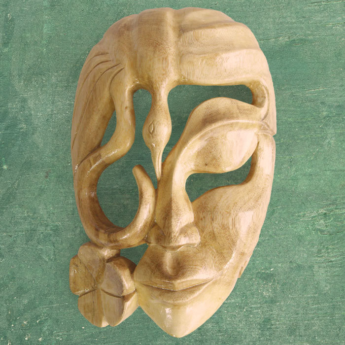Kushmandi Wooden Mask Face Mask (12 Inches)