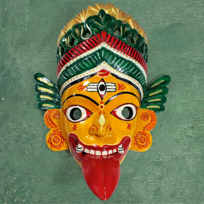 Kushmandi Wooden Mask Kali (19 Inches)