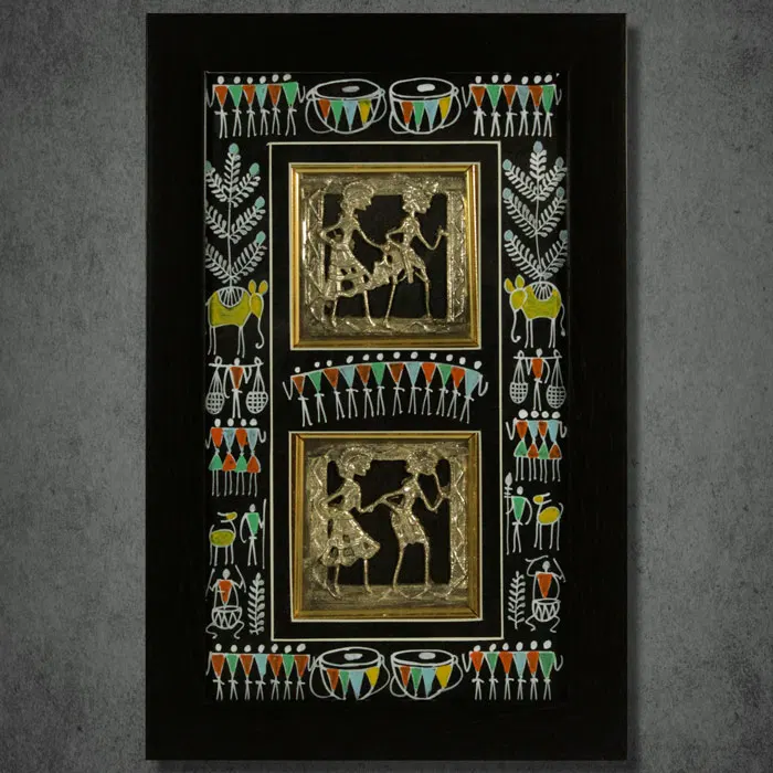 Odisha Brass & Bell Metal (Dhokra) Tribal Couple (10x15 Inches)