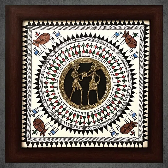 Odisha Brass & Bell Metal (Dhokra) Tribal Couple (11x11 Inches)