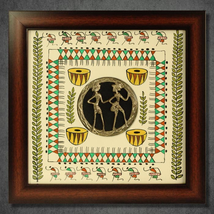 Odisha Brass & Bell Metal (Dhokra) Tribal Couple (12x12 Inches)