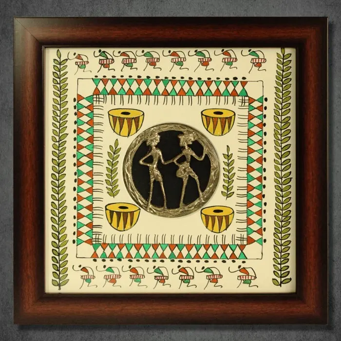Odisha Brass & Bell Metal (Dhokra) Tribal Couple (12x12 Inches)