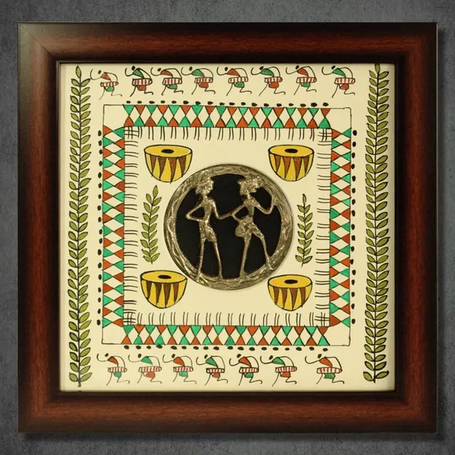 Odisha Brass & Bell Metal (Dhokra) Tribal Couple (12x12 Inches)