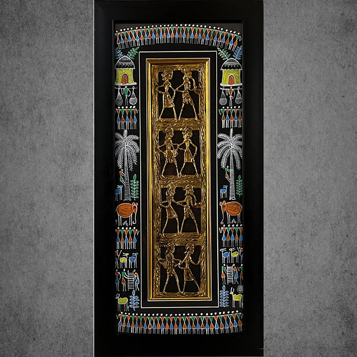 Odisha Brass & Bell Metal (Dhokra) Tribal Couple (9x20 Inches)
