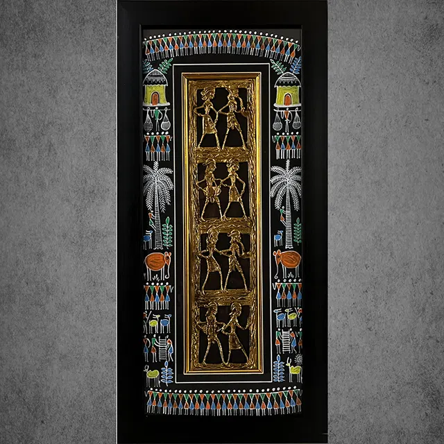 Odisha Brass & Bell Metal (Dhokra) Tribal Couple (9x20 Inches)