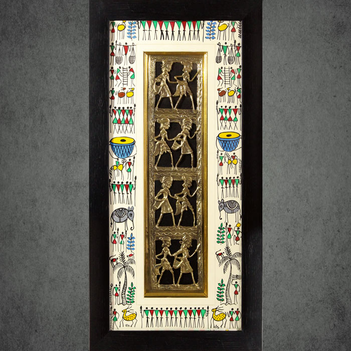 Odisha Brass & Bell Metal (Dhokra) Tribal Couple (10x20 Inches)