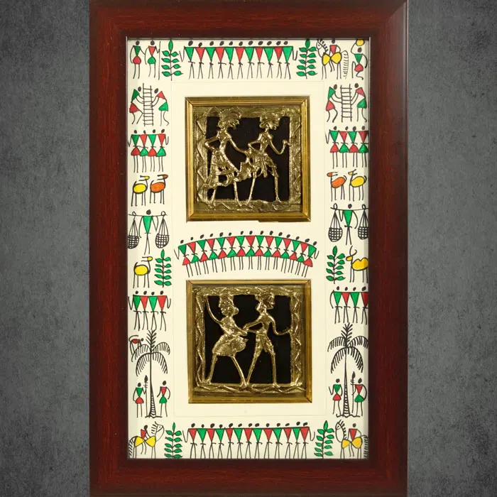 Odisha Brass & Bell Metal (Dhokra) Tribal Couple (9x15 Inches)