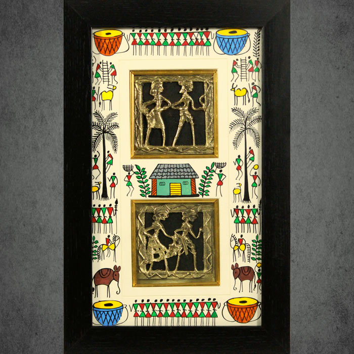 Odisha Brass & Bell Metal (Dhokra) Tribal Couple (9x15 Inches)